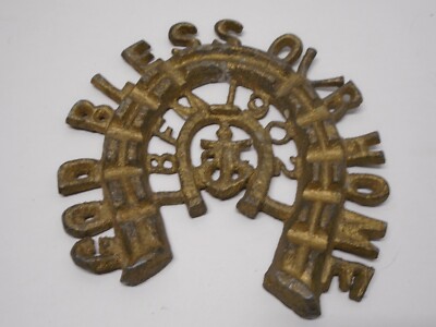 VTG Cast Iron Horseshoe GOD BLESS OUR HOME with Anchor Wall Hanging BFM 1902