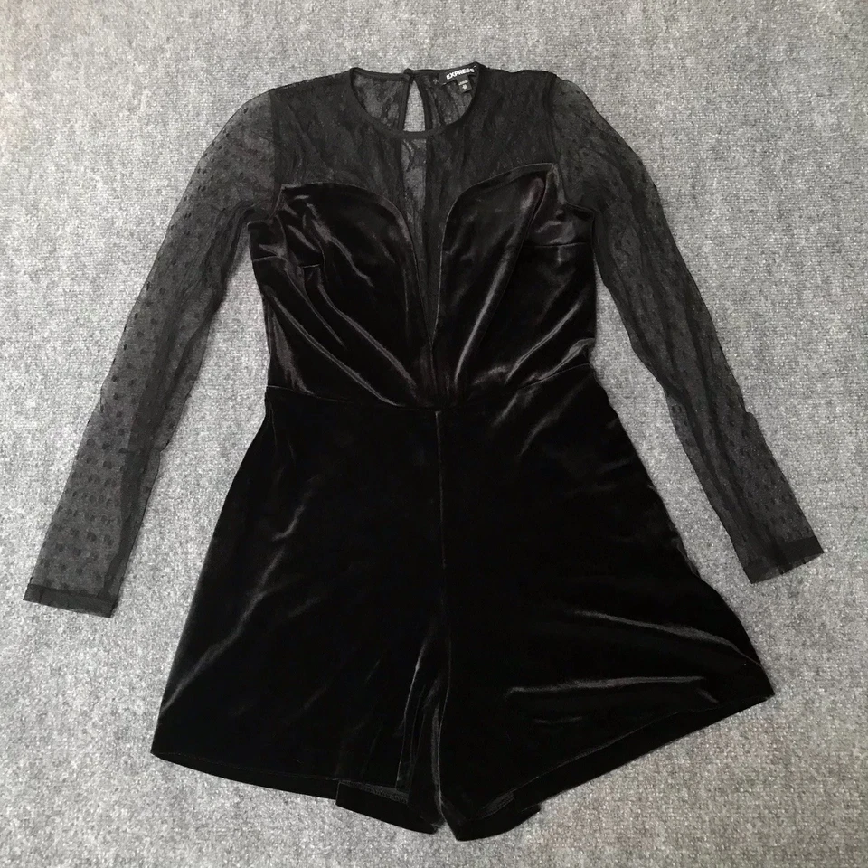 Y2K Express Romper XS женщин черный бархат чистый ведьмы прихоти рейв гот - Изображение 4 из 4