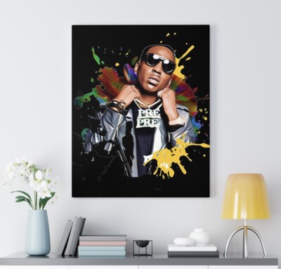 Young dolph  rap rip  canvas wrap sizes 8 X10  10 X8  14 X11  24 X18  30 X24 