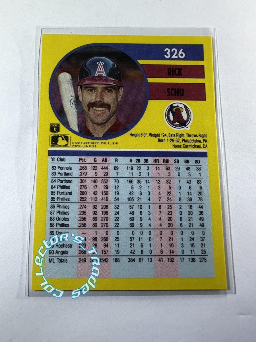 Rick Schu 1991 Fleer No.326 California Angels 3B | eBay