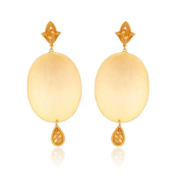 Ювелирные изделия старинный вид серьги-цветы ручной работы в двух тонах с зеленым ониксом и фианитом - Изображение 3 из 4