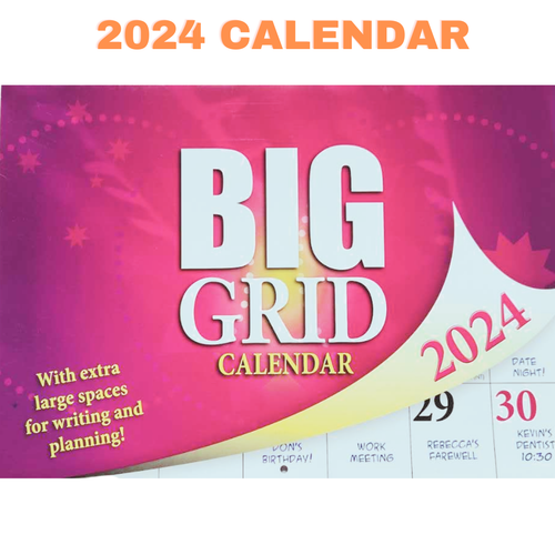 Big Grid 2024 Rectangle Wall Calendar 13 Months Large Date Boxes Easy
