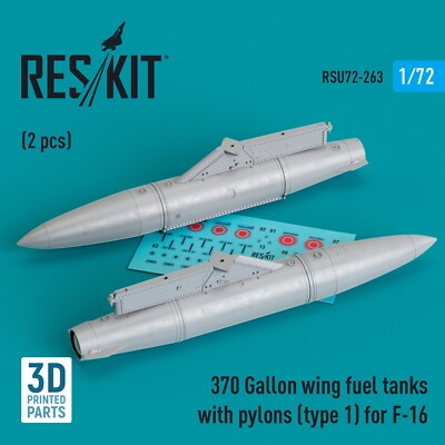 370 Gallon wing fuel tanks with pylons type1 for F-16 2pcs1:72