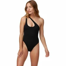 NWOT L*Space Phoebe Classic One Shoulder Rib Black One Piece Swimsuit Size 12