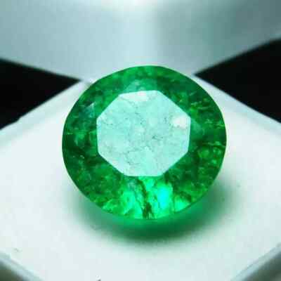 Dyed  Colombian 7-9 Ct Green Emerald Round Cut Natural Loose Gemstone For Him