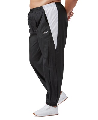 Reebok Plus Size Pull-on Logo Woven Track Pants, Black, 3X