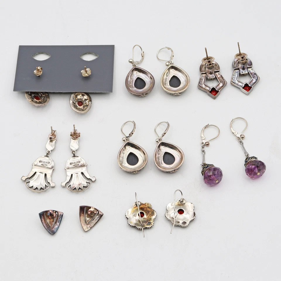 批量 8 件 Judith Jack 纯银多石耳环 80 克 — 第 2/4 张图片