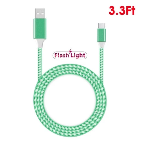 Flowing LED Lights USB-C (Type-C) Charge and Cable Charging Cable - Green - Picture 6 of 8