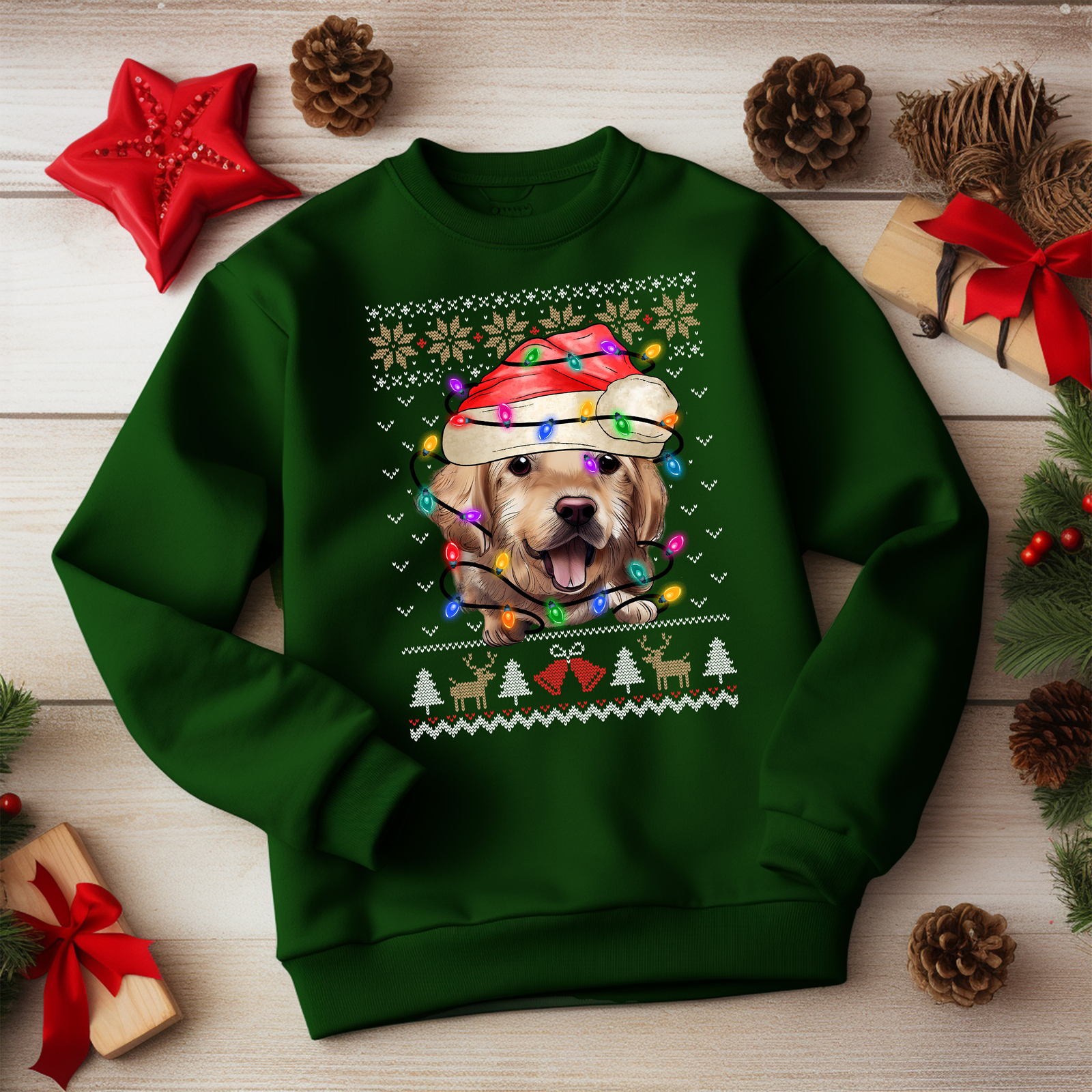 Santa Golden Retriever Christmas Sweatshirt Dog Owner Men and Women