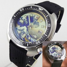 NH35 200mm Diver Automatic Mens Watch 44mm Sapphire Glass C3 Hands Kanagawa Dial