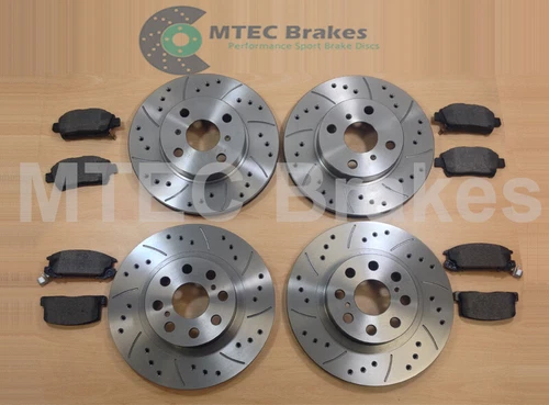 Ford Fiesta ST180 ST200 12- Drilled Grooved Front Rear Brake Discs Mintex Pads