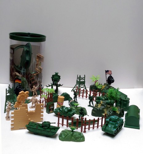 82pcs/set Military Playset Plastic Toy Soldier Army Men Figures & Accessories 3+ - Picture 2 of 9