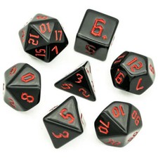 Black With Red Numbers 7-Dice Set
