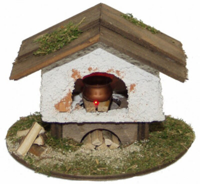 Backofen, Backhaus beleuchtet 3,5V  für Krippe, Krippenzubehör, A. Kolbe 144/4
