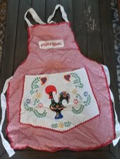 Handmade Children's Full Apron Portugal Rooster Checkered 60s Vintage Red pocket