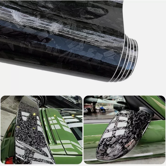 Glossy Black Vinyl Wrap for Car Body Carbon Fiber Film