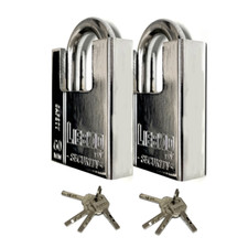 2X HEAVY DUTY PADLOCK ARMOURED SECURITY LOCK OUTDOOR SHED WAREHOUSE 4 KEYS 50MM