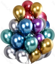 5" 10" 100 CHROME BALLOONS METALLIC LATEX PEARL Helium Baloons Birthday Party UK