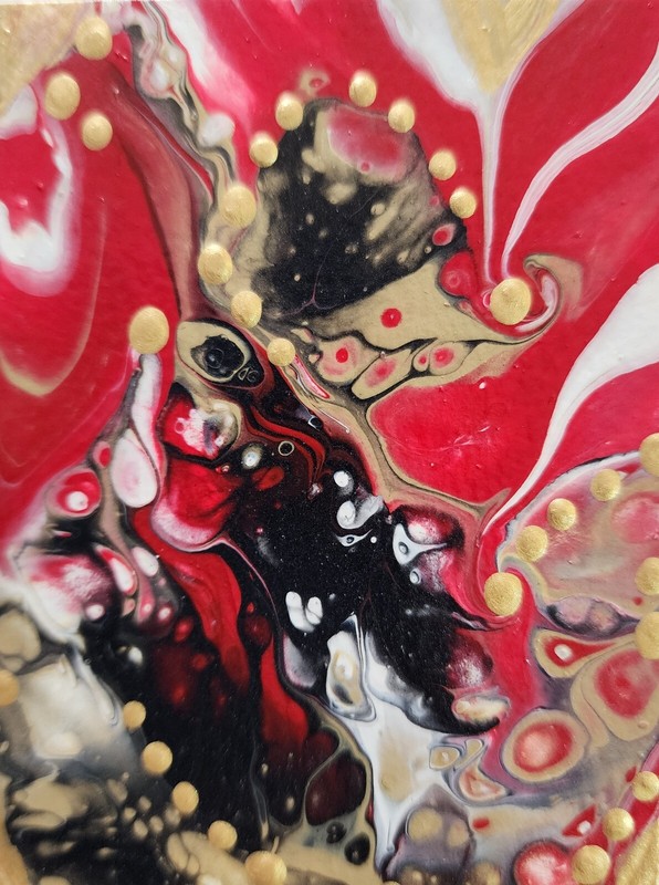 ACEO Original Art Card 2.5 x3.5 in, Acrylic Abstract Flowers, ShineGoldenArt 