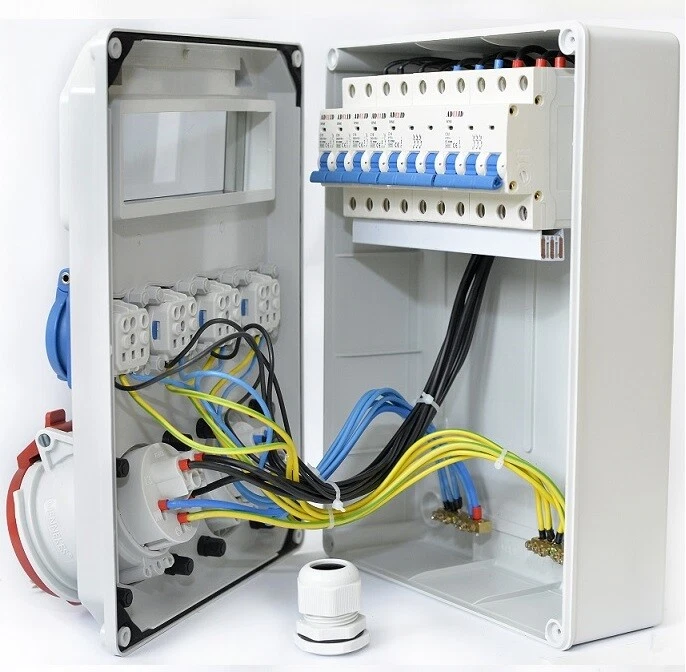 BAUSTROMVERTEILER WANDVERTEILER KOMPLETT VERDRAHTET 32A 16A 230V MIT CEE DOSE - Bild 3 von 4