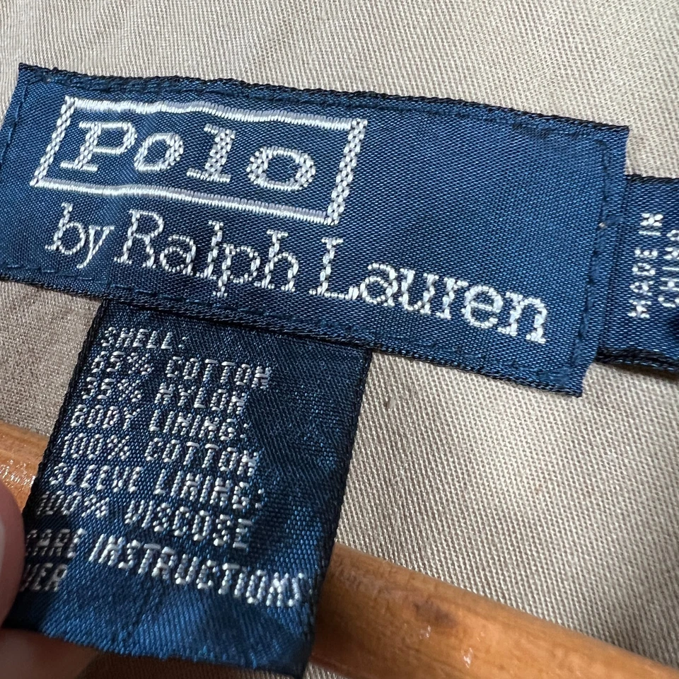 Chaqueta de gabardina Polo Ralph Lauren para hombre 2XL XXL caqui cremallera botón vintage Foto 3 de 4