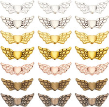 70 Pcs Tibetan Style Angel Wing Spacer Beads, 7 Colors Alloy Heart Wing Beads, 8
