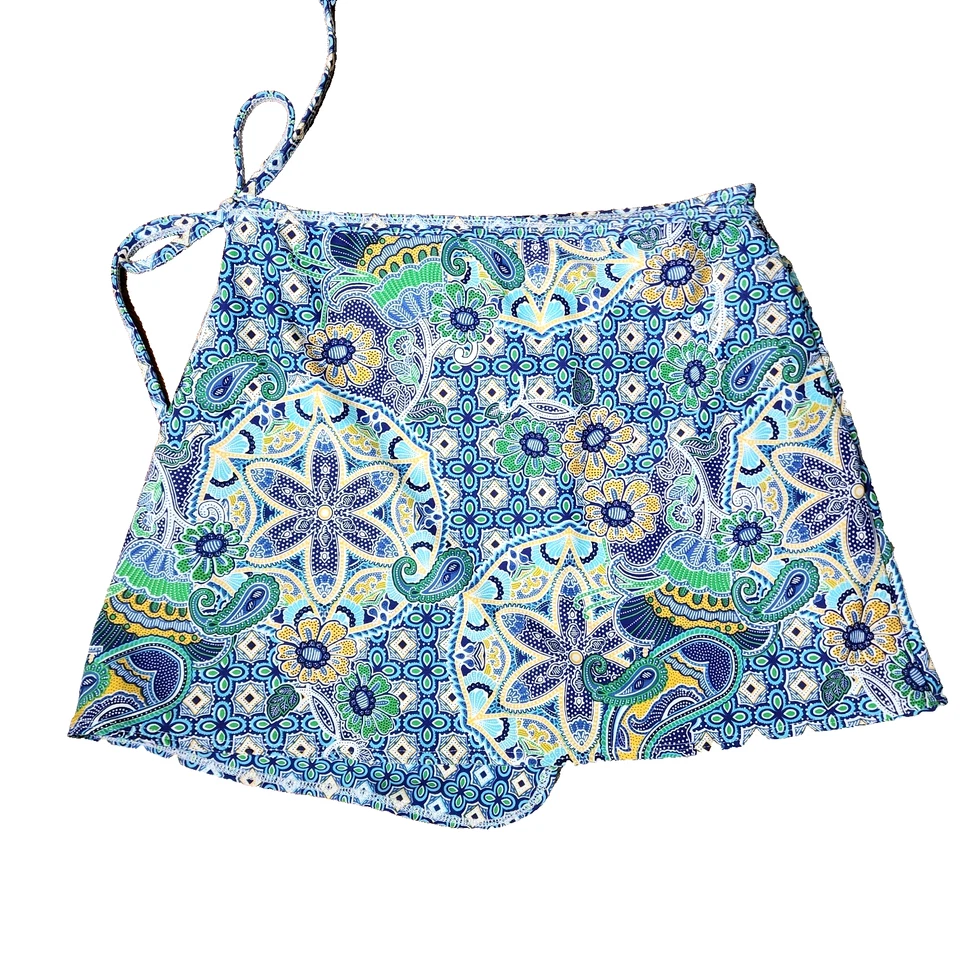 Athleta Swim Skirt Cover Up Wrap Stretch Paisley Blue Multicolor Beach Small USA - Image 2 of 4