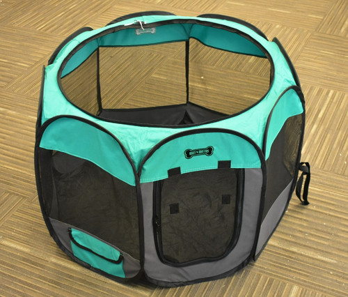 Ruff N Ruffus Portable Foldable Pet Playpen Medium Teal/Black NO FLOOR INSERT