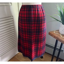 Vintage Pendleton Skirt Womens 8 Red Plaid Wool Midi Retro Preppy Academia 24"