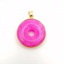 Nature Jade Pink Round Pendant Necklace Gift Jewelry charm Blessing Lucky New