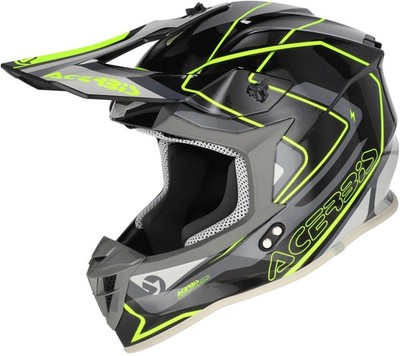 Acerbis Linear 2026 Motocross Helm, schwarz/grau/fluo-gelb, S  (55/56)