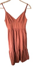 Women's Peach Mini Sundress S Tie Back Halter Casual Flirty Beach Vacay Spring