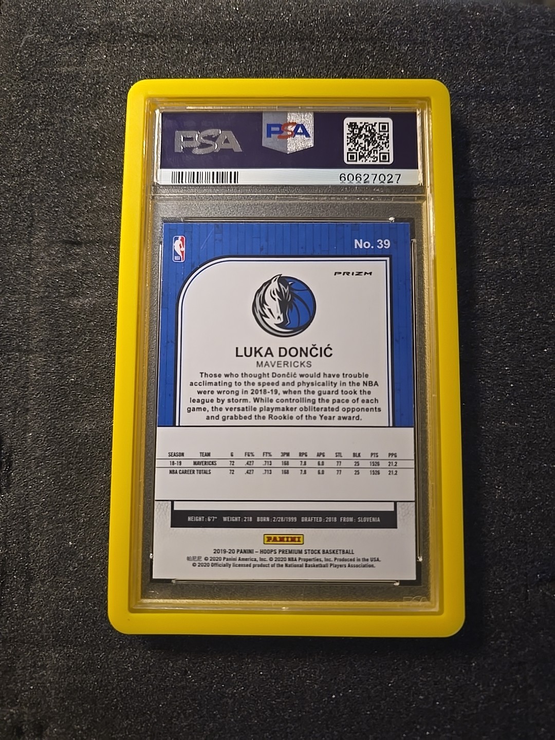 2019 Hoops Premium- Luka Doncic pulsar - psa 10 view 4