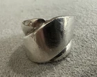 Vintage Small Size Modernist Wide Sterling Silver Solid Band Ring Sz 5.5