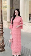 Vietnamese Long Dress for Women - Modern Ao Dai with Pants - Designed Round neck