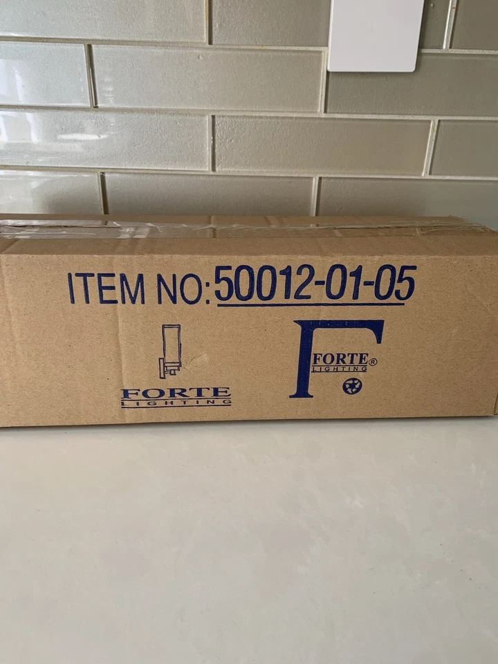 New Forte Lighting 50012-01-05 Wall Sconce Chrome 1 Light Satin Opal Glass - Image 2 of 4