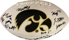 2025 Iowa Hawkeyes Team Signed Logo Football 35+ Signatures