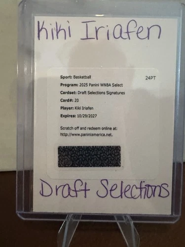 2025 Select WNBA Kiki Iriafen Draft Selections Signatures Autograph Redemption