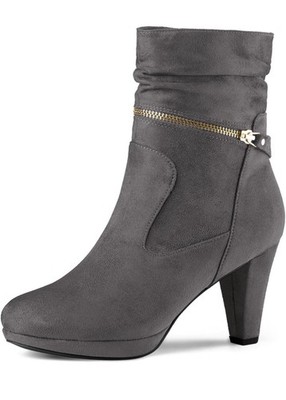 Perphy halbhohe Plateaustiefel rund geschnitten Blockabsatz   grau UK 7 (US 9) UVP 46 £