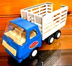 VTG 1970s Tiny Tonka Blue & White Stake Dump Truck W/BOX