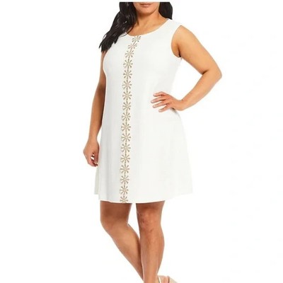 Jessica Howard Womens Dress 10 White Gold Textured Trapeze Bride 60s Daisy
