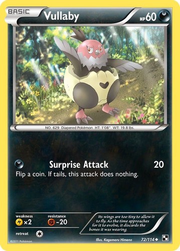 2011 Pokemon: Black and White - Vullaby (#72/114, Common, Lightly Played)