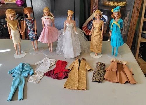 Vintage Barbie LOT 6 dolls + outfits BBC #5 Midge Swirl AG Wedding Dancing NICE!
