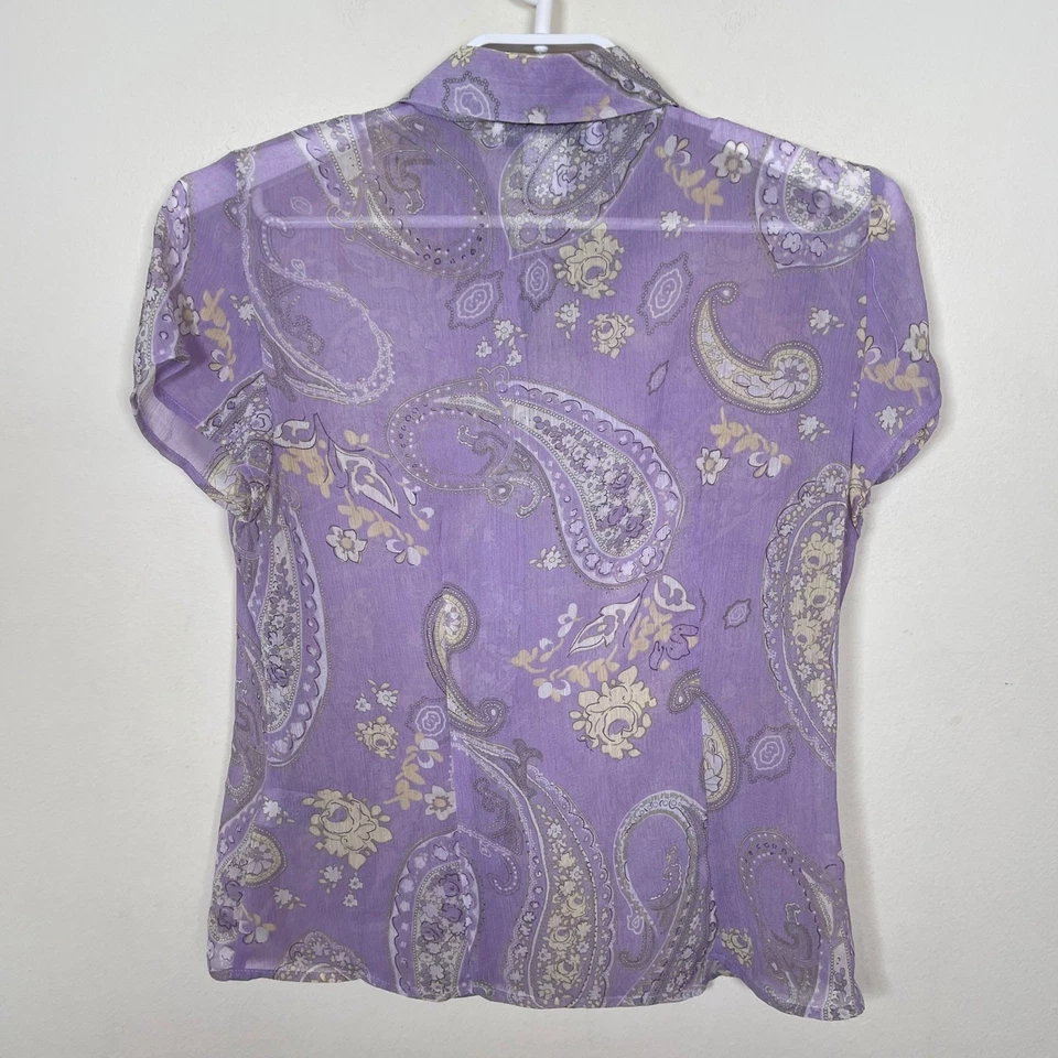 Blusa Floral Vintage Rena Rowan Transparente Lavanda Paisley 6 Y2K Hada Cachimba Foto 4 de 4