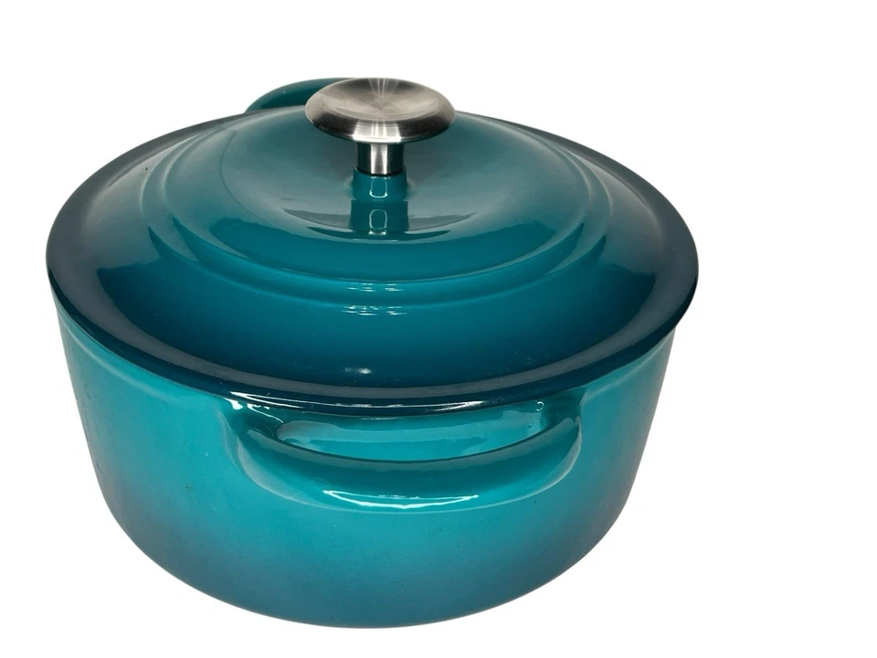 Tramontina 4 Qt Enameled Cast Iron Dutch Oven Teal Blue – Excellent - Image 2 of 4
