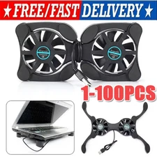 Dual USB Cooling Fan Pad Foldable Slim Fans Cooler Stand For Laptop Notebook LOT