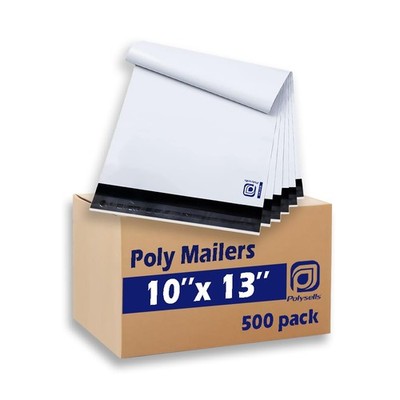 500 PCS 10x13 Inch Poly Mailers Shipping Envelopes Strong Adhesive White