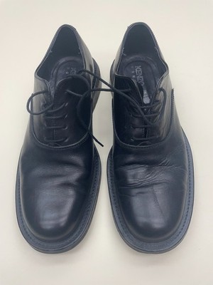 ICONIC Japanese Designer KENZO Black Leather Derby Shoes MUK8.5 MUS 9.5 EXC