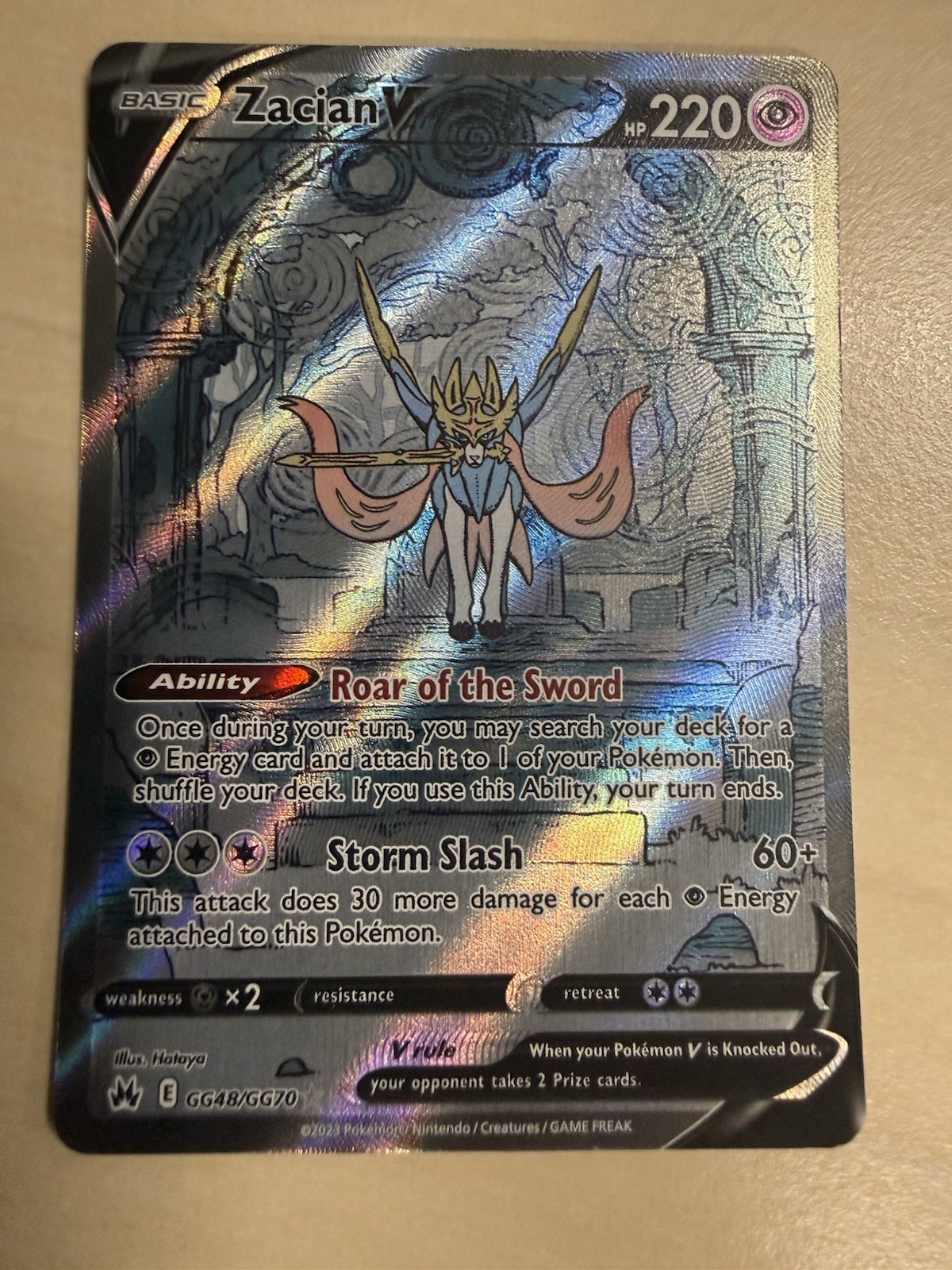 Pokemon Zacian V GG48/GG70 SWSH: Crown Zenith: Galarian Gallery Holofoil Ultr...
