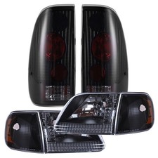 for Ford F150 Headlight Halogen Black Housing Clear Lens Tail Light Smoke Lens